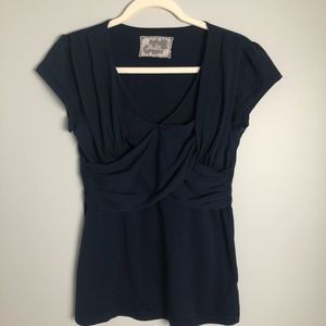 BOGO 50% Anthropologie Deletta Navy Blue Top Sz M